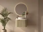 UNICASA ROM-600-BO ROME FLUTED CURVE WALL HUNG VANITY 600MM BUR OAK - Urban Designs Bathroom and Kitchen