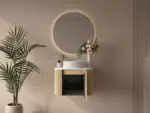 UNICASA ROM-600-BO ROME FLUTED CURVE WALL HUNG VANITY 600MM BUR OAK - Urban Designs Bathroom and Kitchen