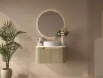 UNICASA ROM-750-BO ROME FLUTED CURVE WALL HUNG VANITY 750MM BUR OAK - Urban Designs Bathroom and Kitchen