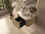 UNICASA ROM-750-BO ROME FLUTED CURVE WALL HUNG VANITY 750MM BUR OAK - Urban Designs Bathroom and Kitchen