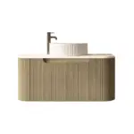 UNICASA ROM-750-BO ROME FLUTED CURVE WALL HUNG VANITY 750MM BUR OAK - Urban Designs Bathroom and Kitchen
