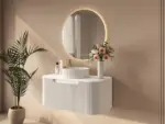 UNICASA ROM-750-MW ROME FLUTED CURVE WALL HUNG VANITY 750MM MATTE WHITE - Urban Designs Bathroom and Kitchen
