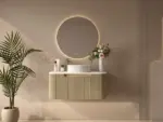 UNICASA ROM-900-BO ROME FLUTED CURVE WALL HUNG VANITY 900MM BUR OAK - Urban Designs Bathroom and Kitchen