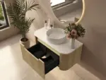 UNICASA ROM-900-BO ROME FLUTED CURVE WALL HUNG VANITY 900MM BUR OAK - Urban Designs Bathroom and Kitchen