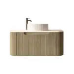 UNICASA ROM-900-BO ROME FLUTED CURVE WALL HUNG VANITY 900MM BUR OAK - Urban Designs Bathroom and Kitchen