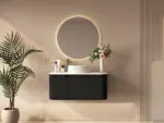 UNICASA ROM-900-MB ROME FLUTED CURVE WALL HUNG VANITY 900MM MATTE BLACK - Urban Designs Bathroom and Kitchen