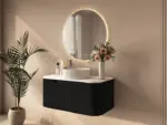 UNICASA ROM-900-MB ROME FLUTED CURVE WALL HUNG VANITY 900MM MATTE BLACK - Urban Designs Bathroom and Kitchen