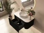 UNICASA ROM-900-MB ROME FLUTED CURVE WALL HUNG VANITY 900MM MATTE BLACK - Urban Designs Bathroom and Kitchen