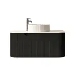 UNICASA ROM-900-MB ROME FLUTED CURVE WALL HUNG VANITY 900MM MATTE BLACK - Urban Designs Bathroom and Kitchen