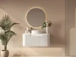UNICASA ROM-900-MW ROME FLUTED CURVE WALL HUNG VANITY 900MM MATTE WHITE - Urban Designs Bathroom and Kitchen