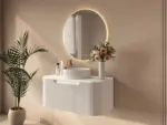 UNICASA ROM-900-MW ROME FLUTED CURVE WALL HUNG VANITY 900MM MATTE WHITE - Urban Designs Bathroom and Kitchen