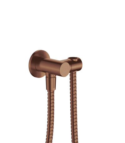 Universal Hand Shower Bracket & Hose, Round Plate, Brushed Copper