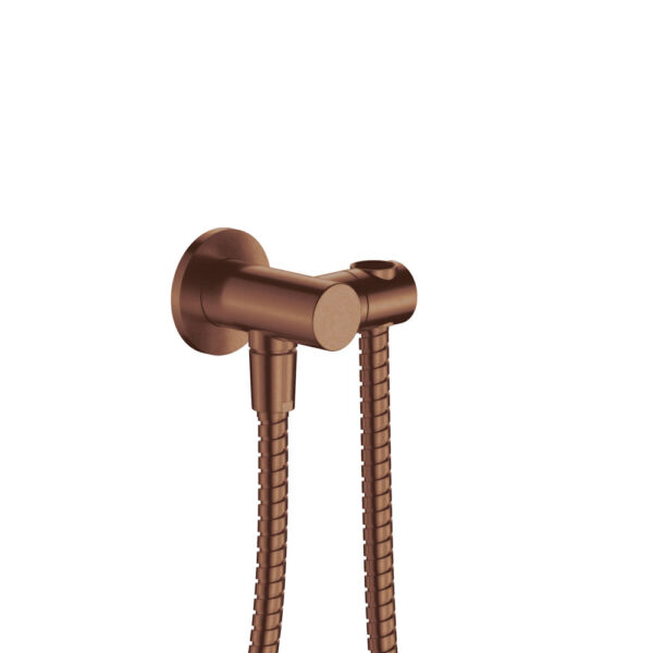 Universal Hand Shower Bracket & Hose, Round Plate, Brushed Copper