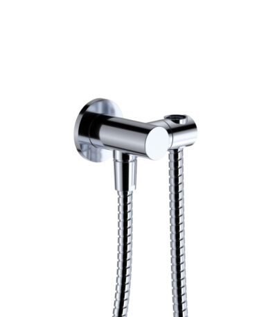 Universal Hand Shower Bracket & Hose, Round Plate, Chrome