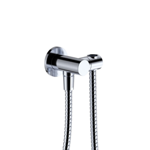 Universal Hand Shower Bracket & Hose, Round Plate, Chrome
