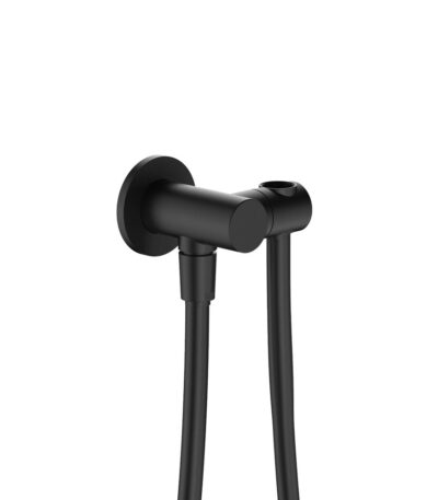 Universal Hand Shower Bracket & Hose, Round Plate, Matte Black