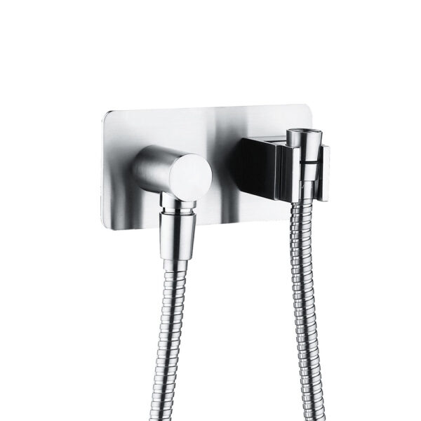 Universal Hand Shower Bracket & Hose, Soft Square Plate, Chrome