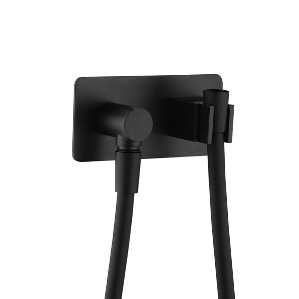 Universal Hand Shower Bracket & Hose, Soft Square Plate, Matte Black