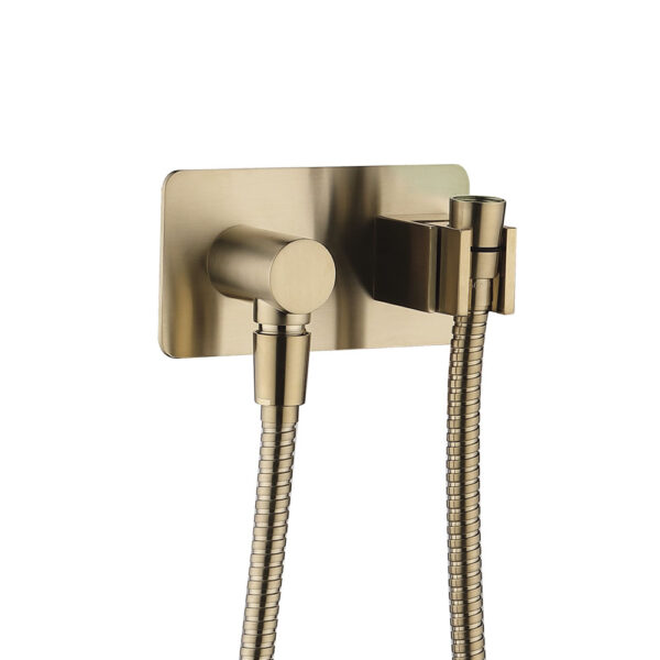 Universal Hand Shower Bracket & Hose, Soft Square Plate, Urban Brass