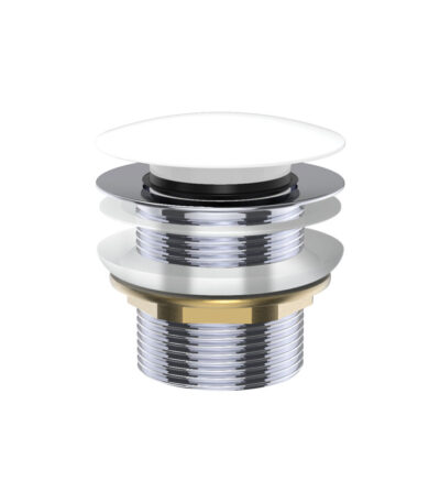 Universal Pull-Out/Pop-Up Brass Cap Bath Waste, Non-Overflow, Gloss White