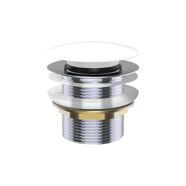 Universal Pull-Out/Pop-Up Brass Cap Bath Waste, Non-Overflow, Gloss White