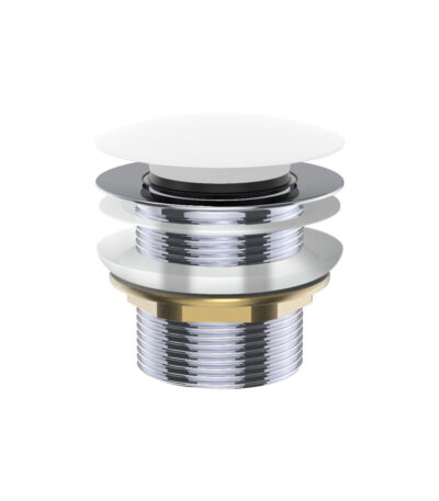 Universal Pull-Out/Pop-Up Brass Cap Bath Waste, Non-Overflow, Matte White