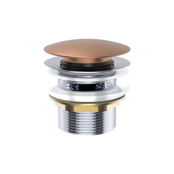 Universal Pull-Out/Pop-Up Brass Cap Bath Waste with Overflow, Brushed Copper