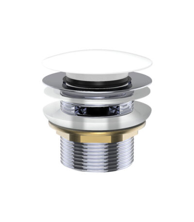 Universal Pull-Out/Pop-Up Brass Cap Bath Waste with Overflow, Gloss White
