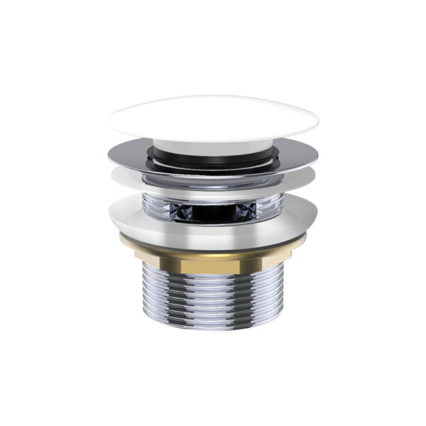 Universal Pull-Out/Pop-Up Brass Cap Bath Waste with Overflow, Gloss White