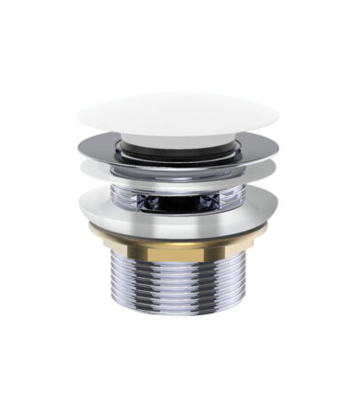 Universal Pull-Out/Pop-Up Brass Cap Bath Waste with Overflow, Matte White