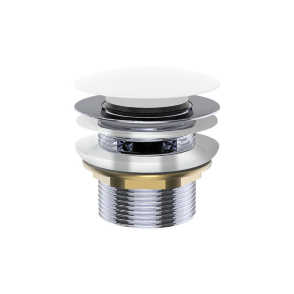 Universal Pull-Out/Pop-Up Brass Cap Bath Waste with Overflow, Matte White