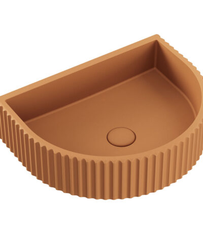 Valentina Fluted Arch Concrete Wall Basin, Tuscan