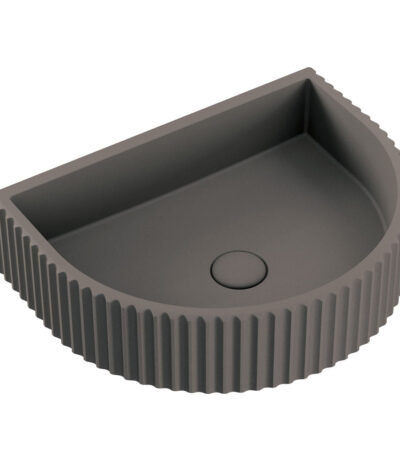 Valentina Fluted Arch Concrete Wall Basin, Warm Grey