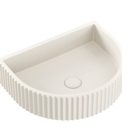 Valentina Fluted Arch Concrete Wall Basin, Warm White
