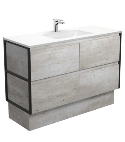 Vanessa Amato 1200 Industrial Vanity On Kick, Matte Black Frames