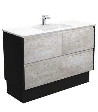 Vanessa Amato 1200 Industrial Vanity On Kick, Satin Black Panels