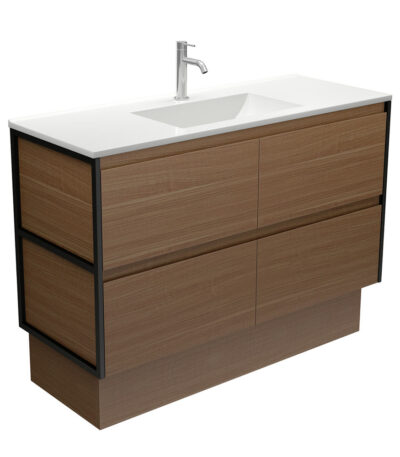 Vanessa Amato 1200 Walnut Vanity On Kick, Matte Black Frames