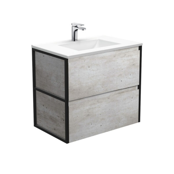 Vanessa Amato 750 Industrial Wall-Hung Vanity, Matte Black Frames