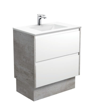 Vanessa Amato 750 Satin White Vanity On Kick, Industrial Panels