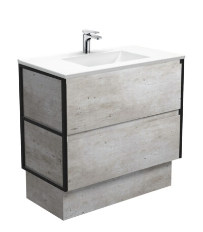 Vanessa Amato 900 Industrial Vanity On Kick, Matte Black Frames