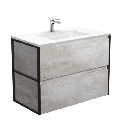 Vanessa Amato 900 Industrial Wall-Hung Vanity, Matte Black Frames