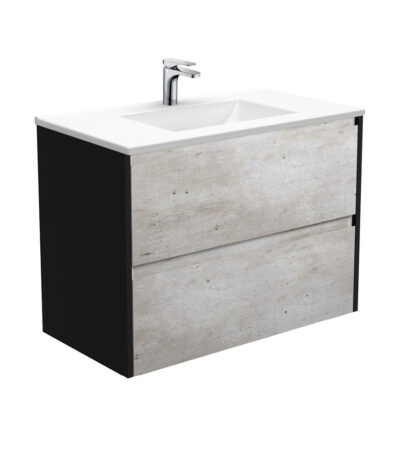 Vanessa Amato 900 Industrial Wall-Hung Vanity, Satin Black Panels