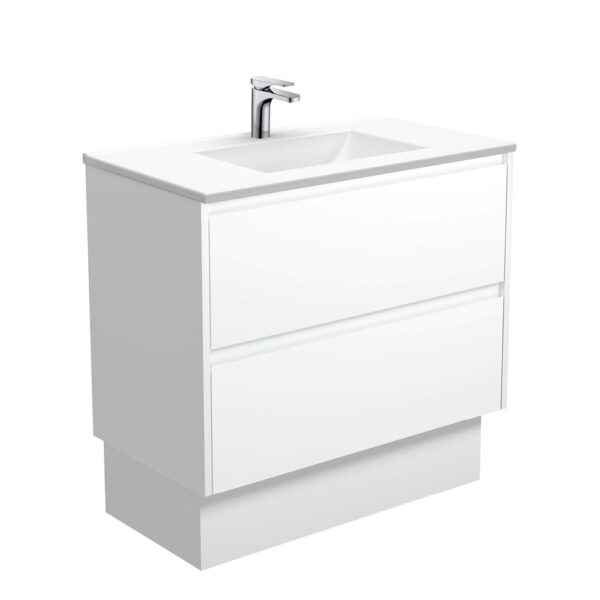 Vanessa Amato 900 Satin White Vanity On Kick