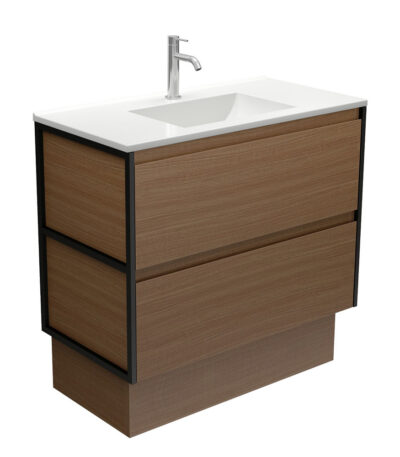 Vanessa Amato 900 Walnut Vanity On Kick, Matte Black Frames