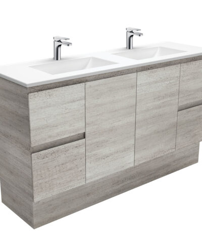 Vanessa Edge Industrial 1500 Double Bowl Vanity On Kickboard