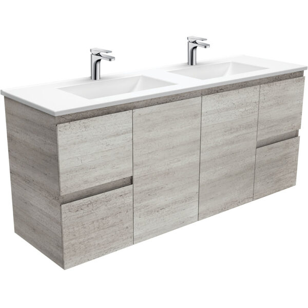 Vanessa Edge Industrial 1500 Double Bowl Wall-Hung Vanity