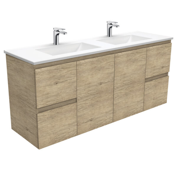Vanessa Edge Scandi Oak 1500 Double Bowl Wall-Hung Vanity