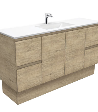 Vanessa Edge Scandi Oak 1500 Single Bowl Vanity On Kickboard