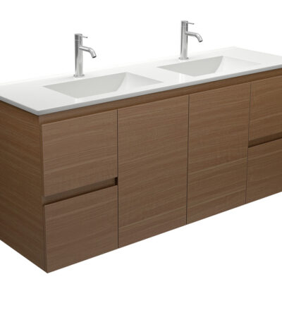 Vanessa Edge Walnut 1500 Double Bowl Wall Hung Vanity