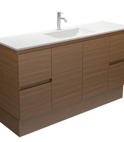 Vanessa Edge Walnut 1500 Single Bowl Vanity on Kick
